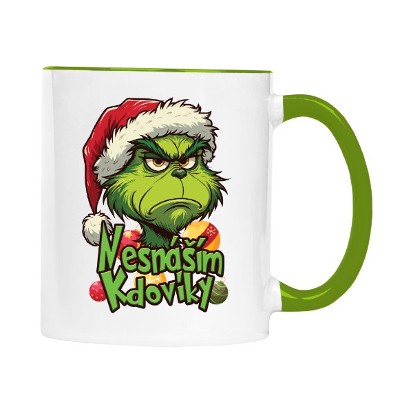 Hrnek malý barevný s potiskem Grinch vs. kdovíci