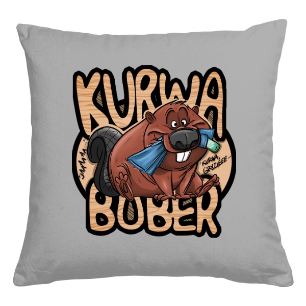 Polštář bavlněný  s potiskem Kurwa Bober 2